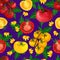 Watercolor tomato seamless pattern with flower