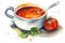 watercolor tomato soup with basil