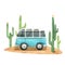 Watercolor touristic retro van illustration