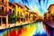 A watercolor town. Italy, Spain, France. Watercolor Painting of a Serene Mediterranean Town. Generative AI