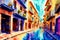 A watercolor town. A Mediterranean Paradise. Watercolor Painting of a Charming Greek Town. Generative AI