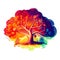 Watercolor tree, artistic, and beautiful. Generative AI.