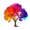 Watercolor tree, artistic, and beautiful. Generative AI.