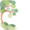 Watercolor tree. Single green tree, hand drawing illustration isolated on white.