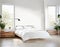 Watercolor of Trendy white bedroom with Scandinavian
