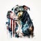 Watercolor Tribute: American Bully with Patriotic USA Flag Bandana AI Generated