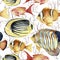 Watercolor tropic sea pattern. Hand painted tropic fish: angelfish, butterflyfish, clownfish and coral isolated on white