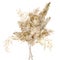 Watercolor tropical bouquet of dry and gold pampas grass. Hand painted exotic card of plant isolated on white background