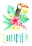 Watercolor tropical card template