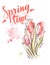 Watercolor tulips and lettering spring time