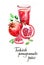 Watercolor turkish pomegranate juice