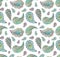 Watercolor Turquoise and Green Paisley Repeat Pattern