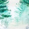 Watercolor turquoise winter wood forest pine landscape