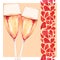 Watercolor two glasses of champagne wine alcohol heart love romantic frame border greeting card isolated art illustration
