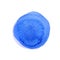 Watercolor ultramarine blue circle with uneven edges isolated on white background. Painted round texture of watercolour