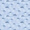 Watercolor underwater seamless pattern of swimming dolphins. Illustration isolated on background of the blue sea. Simple print for