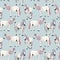 Watercolor unicorn seamless pattern. Hand painted fairy tale white horses isolated on plue background. Magic wallpaper