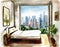 Watercolor of Urban Bedroom Find serenity in tbedroom