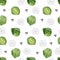 Watercolor Ñute seamless pattern vegeterian healthy food. Hand painted vegetable Brussels sprouts for kids.