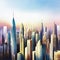 Watercolor of Utopia futuristic city VI