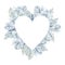 Watercolor Valentine`s day floral heart love wreath. Romantic single frame with pastel blue floral and flower.