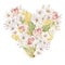 Watercolor Valentine`s day heart love floral boho composition. Bohemian floral, white orhid, pink roses, tropical dried palm