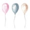 Watercolor Valentine`s day illustration, cute pink, blue and nude beige air balloons set, birthday gift