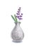 Watercolor vase with lavender flowers. Interior decotation of grey stone. Realistic illustration isolated on white