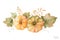 Watercolor vector autumn bouquet of leaves, branches and pumpkins isolated on white background.
