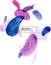 Watercolor vector banner template with abstract blue-purple teardrop shapes, paint stains