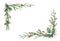 Watercolor vector Christmas frame with fir branches and place for text.