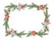 Watercolor vector Christmas wreath with fir branches and place for text.