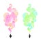 Watercolor vector colorful steam clouds, perfume scent