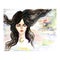 Watercolor Vector fashion illustration. Watercolor mystic girl with closed eyes. Watercolor woman in the sky with a moon.