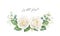 Watercolor vector hand painted wreath with green eucalyptus leaves and white roses.