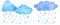 Watercolor vector illustration of cute clouds and rain drops.