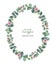 Watercolor vector oval wreath with silver dollar eucalyptus.