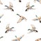 Watercolor vector pattern with ducks