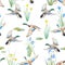 Watercolor vector pattern with ducks