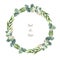 Watercolor vector round wreath with silver dollar eucalyptus.