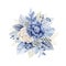 A watercolor vector winter bouquet with dusty blue flowers and leaves.