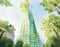 Watercolor of Verdant A Future Sustainable Skyscraper