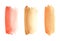 Watercolor vertical wide stripes brush on a white background. Orange, beige-peach, light brown lines
