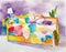 Watercolor of Vibrant and playful bedroom with comfortable ample and sturdy bunk