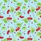 Watercolor viburnum branches seamless pattern