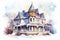 Watercolor victorian house. Generate Ai