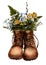 Watercolor Vintage boots with wildflowers, Hiking boots, Travel, Adventure