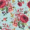 Watercolor vintage burgundy rose and wildflowers seamless pattern. Natural botanical wallpaper