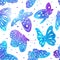 Watercolor Vintage butterfly seamless pattern