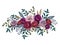 Watercolor vintage floral splash little ladybug lavender mauve Pink and plum Floral rose Flowers and foliage leaf Isolated